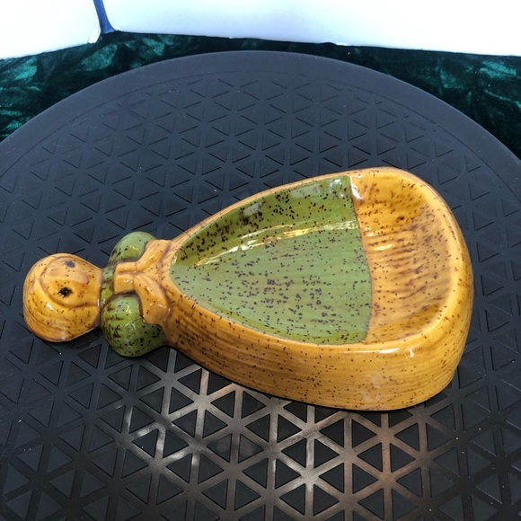 Vintage Maiden Spoon Rest Ceramic Green Gold Country Farmhouse Cottage Rustic - Picture 2 of 12